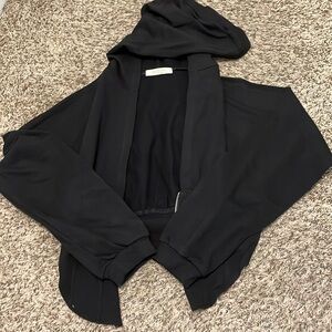 Cropped Black Zip-Up Hoodie